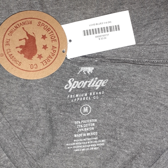 SPORTIQE T-SHIRT LOVE-BLUES GRAY WOMEN SHIRT SIZE M SHORT SLEEVE PEACE HEART BLU - Picture 6 of 8